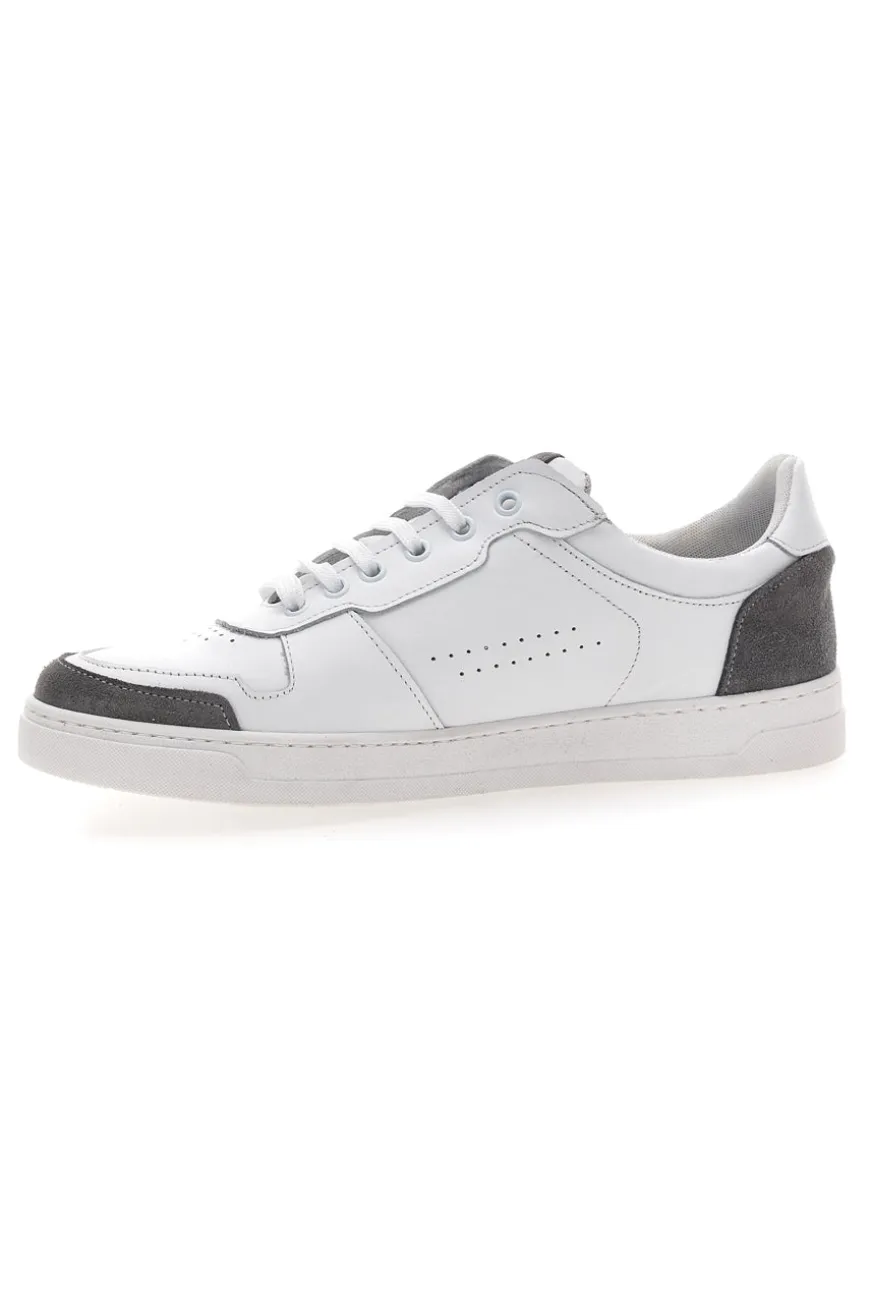 Sneakers Bianche con Dettagli Grigi in Pelle Made in Italy PTR 123