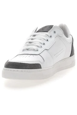 Sneakers Bianche con Dettagli Grigi in Pelle Made in Italy PTR 123