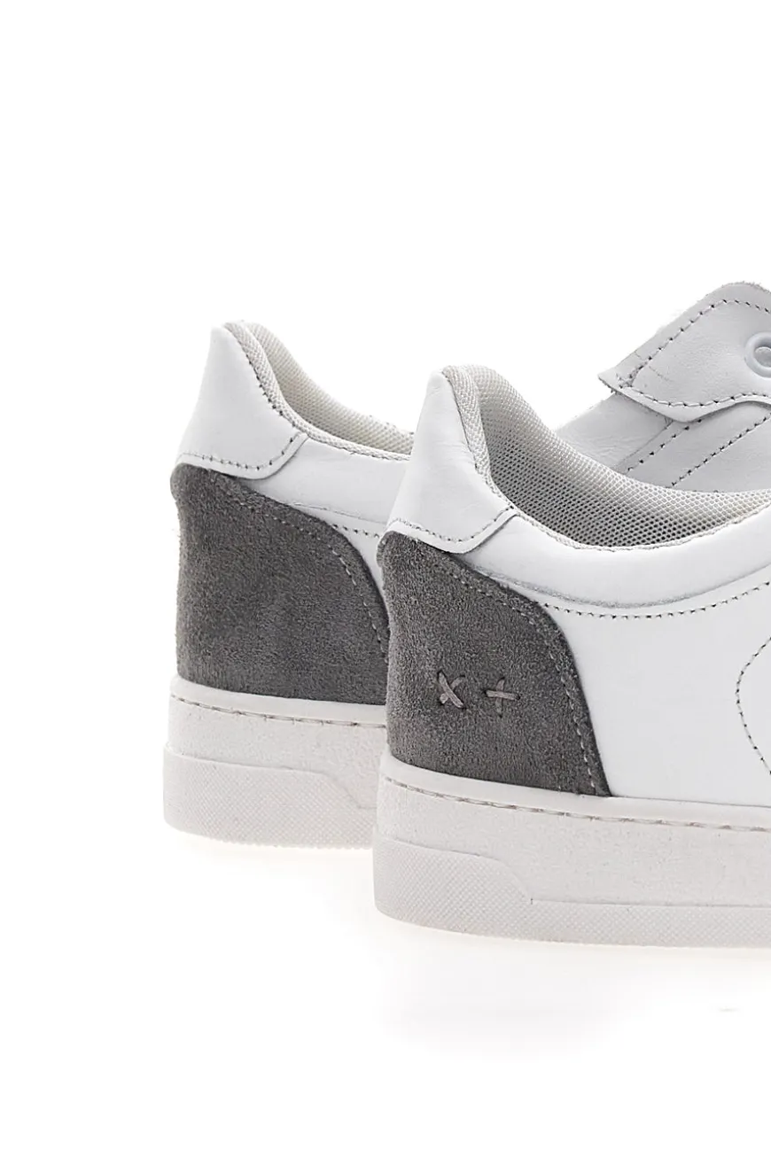 Sneakers Bianche con Dettagli Grigi in Pelle Made in Italy PTR 123