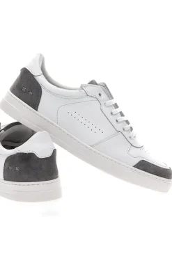 Sneakers Bianche con Dettagli Grigi in Pelle Made in Italy PTR 123