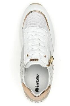 Sneakers bianche con dettagli oro rosa e zeppa Inblu 486IN