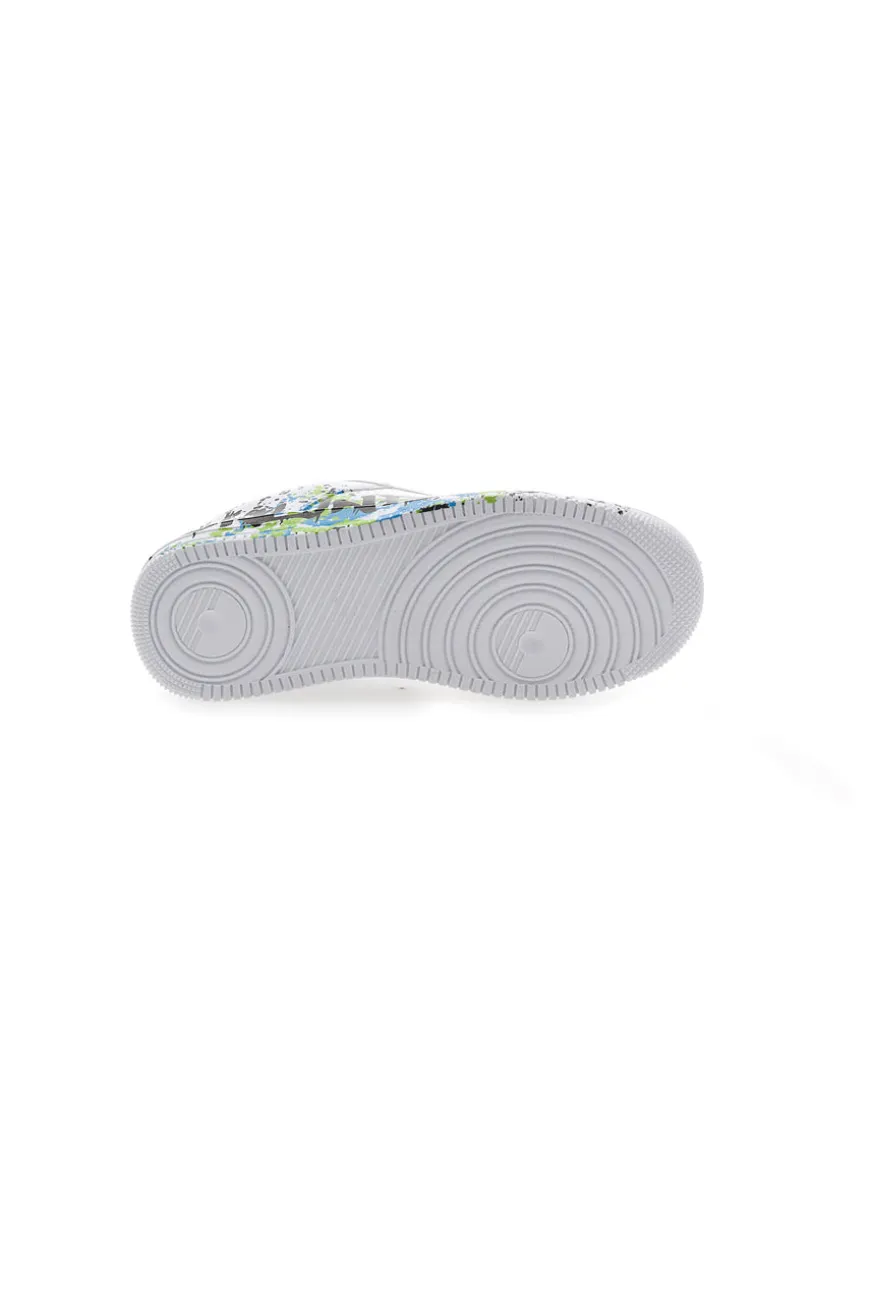Sneakers Bianche con Dettagli neri Blu Verdi PITT KIDS K191562
