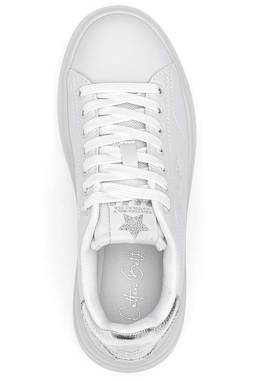 Sneakers bianche con dettagli argentati Cotton belt LONDON 3.0