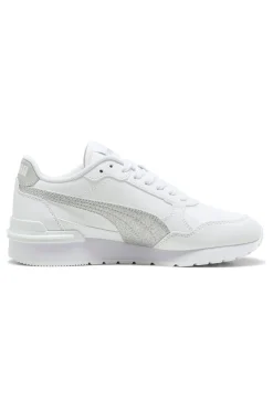 Sneakers bianche con glitter argento Puma ST Runner v4 SL Glitter Jr