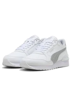 Sneakers bianche con glitter argento Puma ST Runner v4 SL Glitter Jr