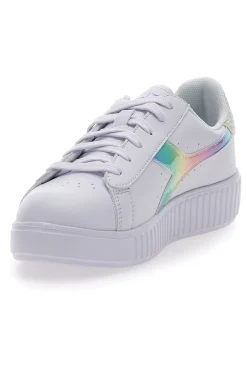 Sneakers Bianche con Logo Arcobaleno Diadora game Step Bloom