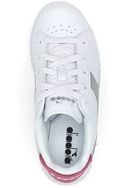 Sneakers Bianche con Logo Argento e Dettaglio Fuxia DIADORA GAME STEP METAL PS
