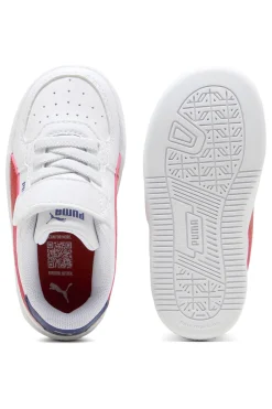 Sneakers Bianche con Logo Laterale Rosse e Velcro Puma Caven 2.0 AC+ Inf