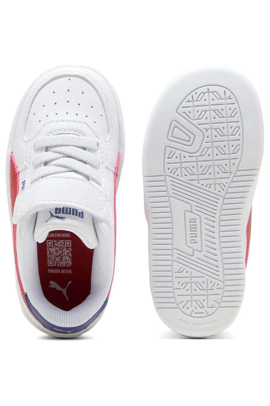 Sneakers Bianche con Logo Laterale Rosse e Velcro Puma Caven 2.0 AC+ Inf