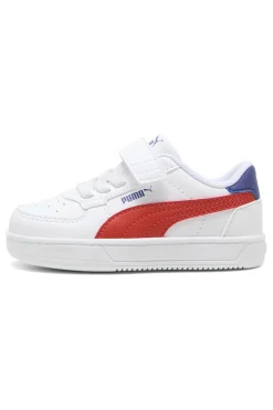 Sneakers Bianche con Logo Laterale Rosse e Velcro Puma Caven 2.0 AC+ Inf