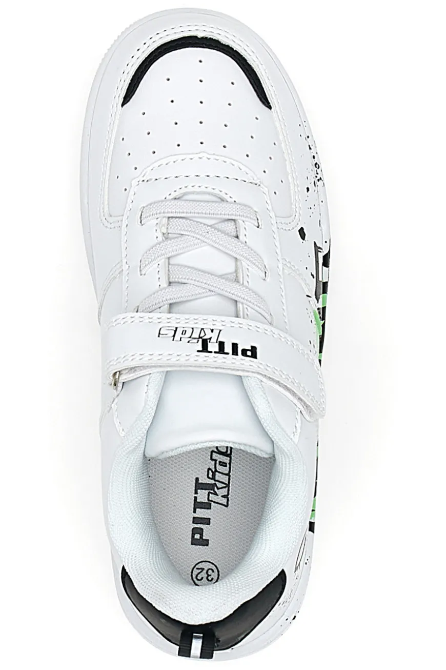 Sneakers bianche con stampa colorata Pitt Kids K22355