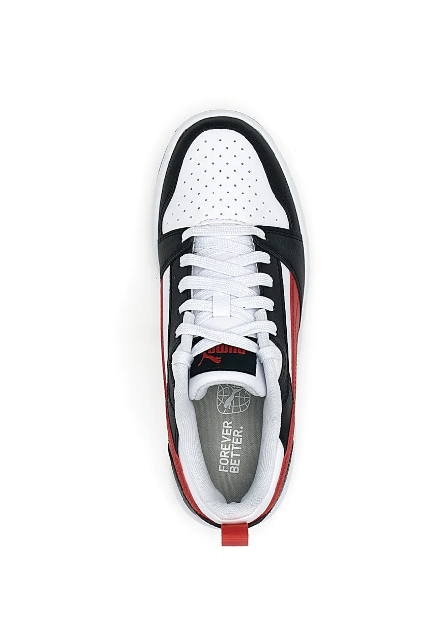Sneakers Bianche Con Stringa Rossa Laterale Puma Rebound V6 LO JR