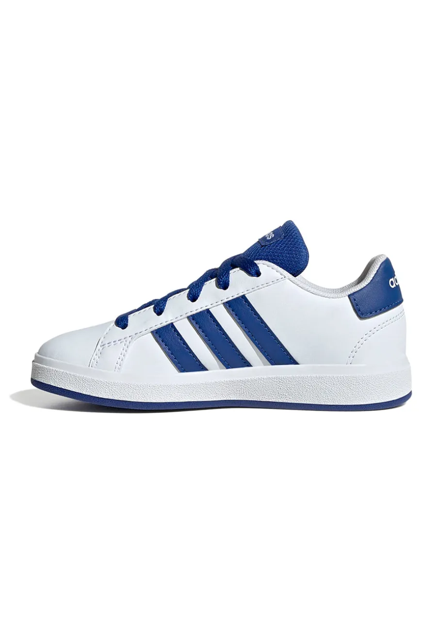Sneakers bianche con strisce blu in materie sintetiche Adidas Grand Court 2.0 K
