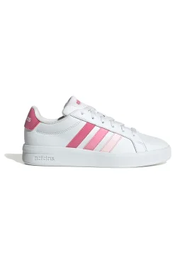 Sneakers bianche con strisce rosa sfumate in materiale sintetico Adidas Grand Court 3.0 J