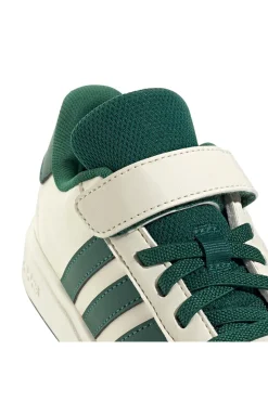 Sneakers bianche con strisce verdi e chiusura a strappo Adidas Grand Court 2 EL C