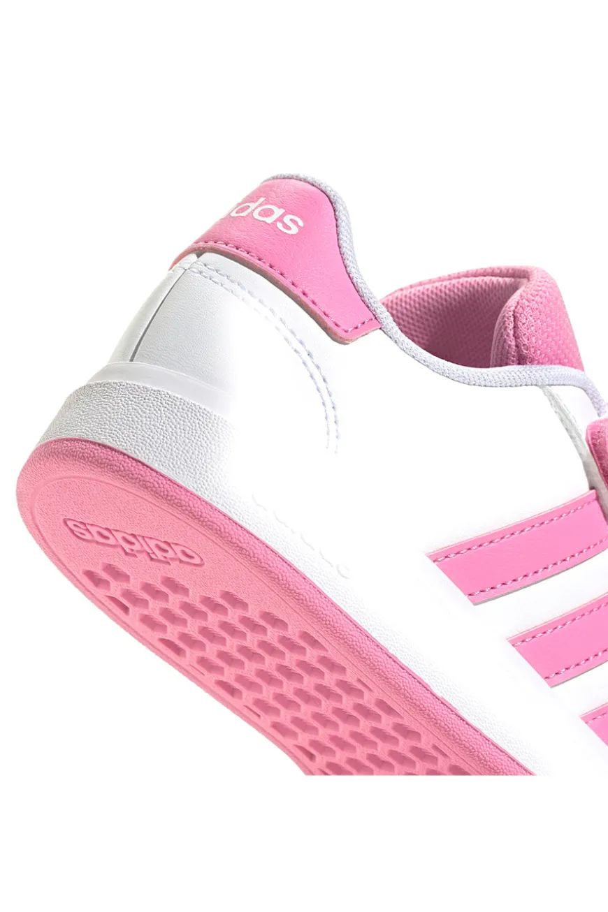 Sneakers bianche con strisce rosa e chiusura a strappo Adidas Grand Court 2 EL C