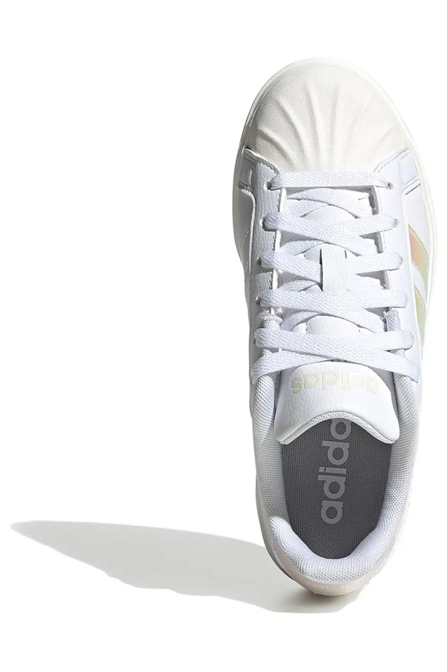 Sneakers bianche con strisce iridescenti e punta a conchiglia Adidas Streettalk J