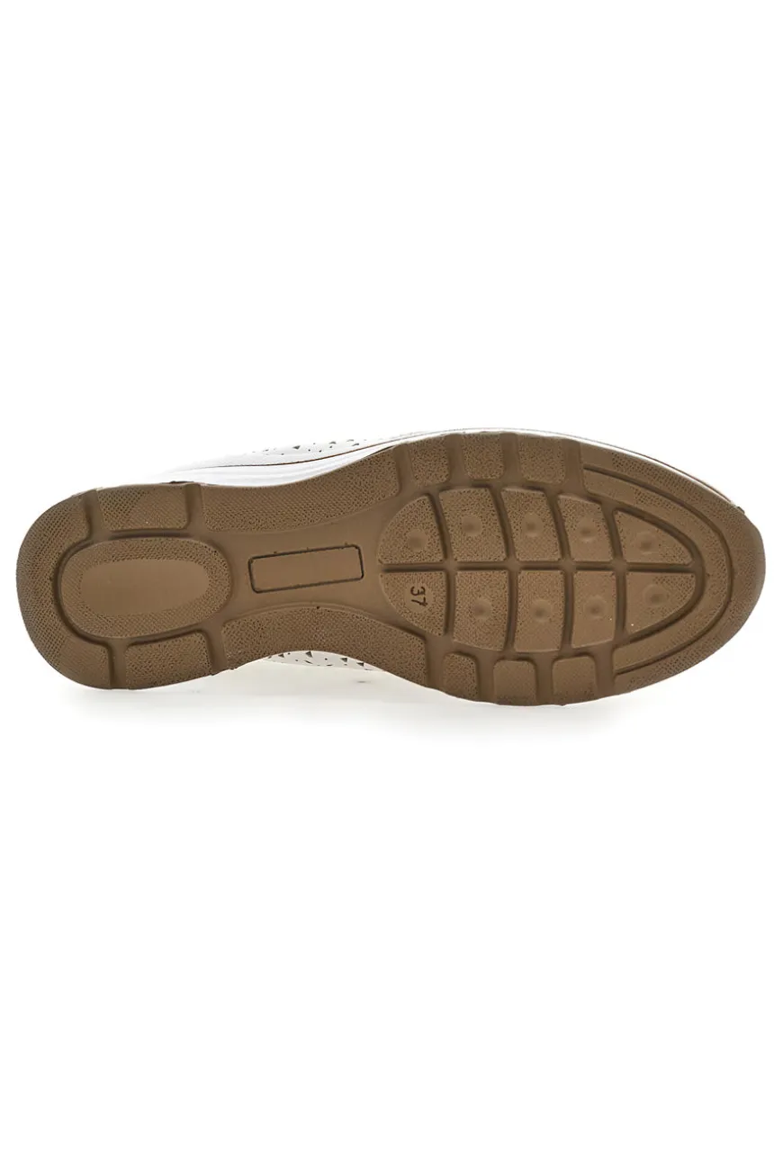 Sneakers Bianche con Tomaia in Pelle Traforata PRIMA RIGA 21464GLAM