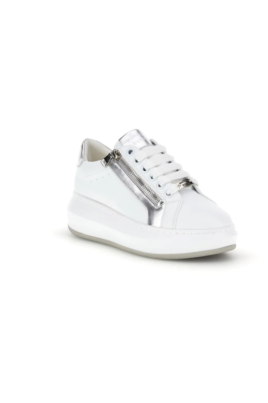 Sneakers bianche con zip laterale platform Burani 52031C1396