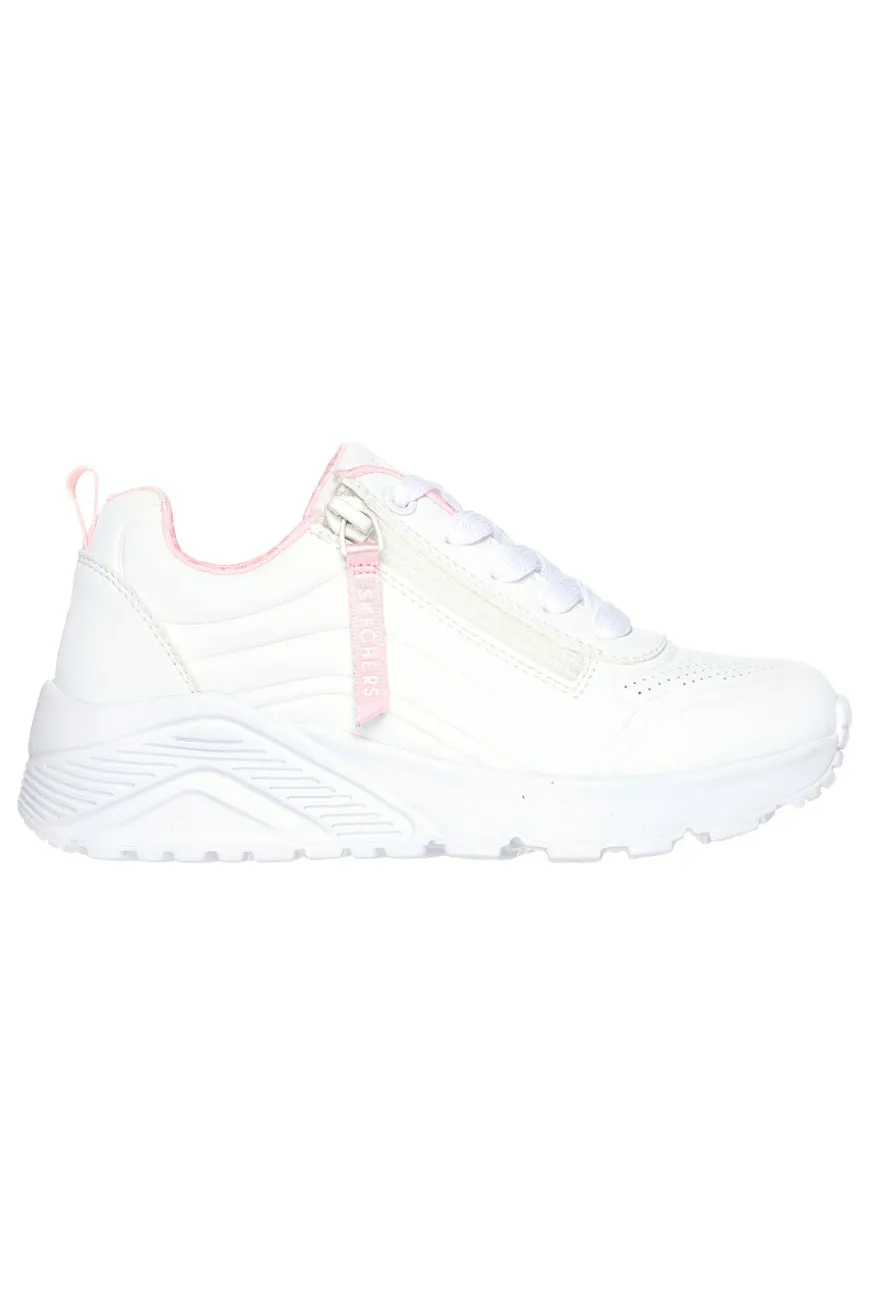 Sneakers bianche con zip laterale e platform Skechers Uno Lite Easy Zip