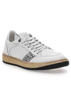 Sneakers bianche e argento in pelle con dettagli glitter Pittarello Capsule Kelly