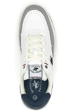 Sneakers bianche e grigie con inserti navy Beverly Hills Polo BHM524201