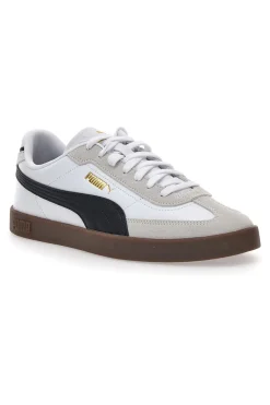 Sneakers bianche e grigie in pelle e camoscio con logo nero Puma Club II Era