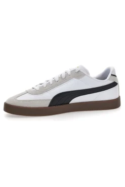 Sneakers bianche e grigie in pelle e camoscio con logo nero Puma Club II Era
