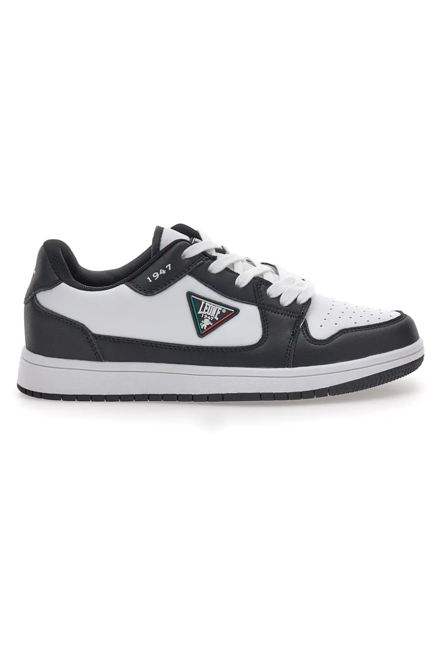 Sneakers Bianche e Nere Con Lacci Leone M075S9LOW