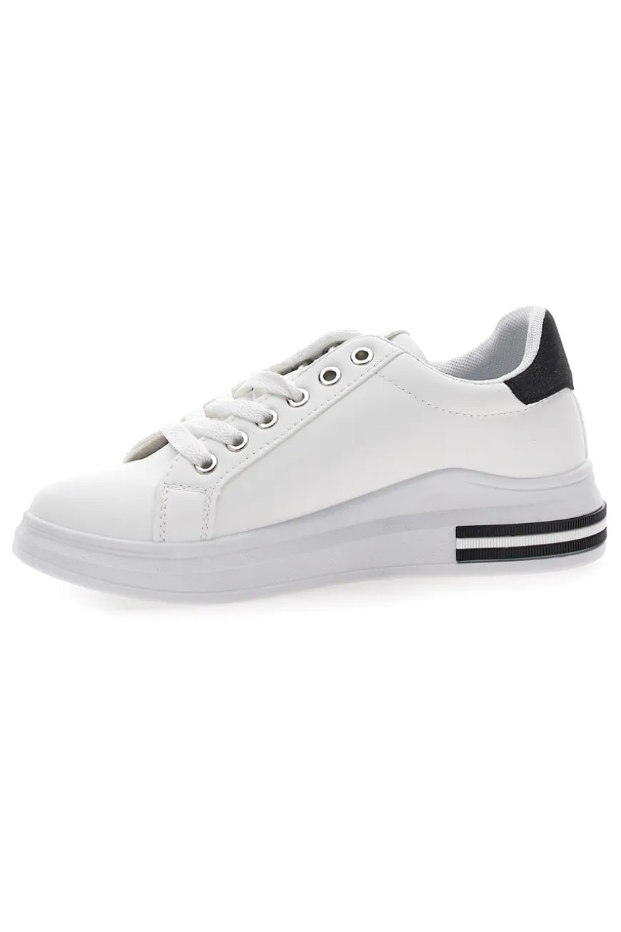 Sneakers bianche e nere con lacci CAFE' COST BK2450