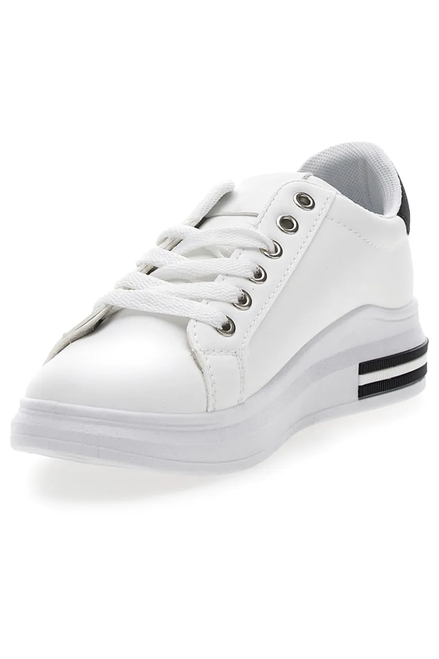 Sneakers bianche e nere con lacci CAFE' COST BK2450