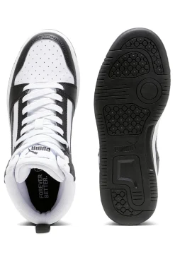 Sneakers bianche e nere mid-cut in materie sintetiche Puma Rebound V6 Mid Jr