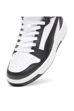 Sneakers bianche e nere mid-cut in materie sintetiche Puma Rebound V6 Mid Jr