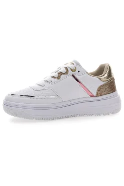 Sneakers Bianche e Oro Soprani City Pu Mirror Glitter