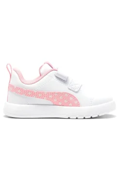 Sneakers bianche e rosa con strappo e dettagli a pois Puma Courtflex V3 Dotty V Inf