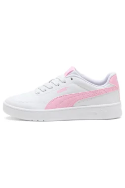 Sneakers bianche e rosa Puma Court Classic Clean Jr