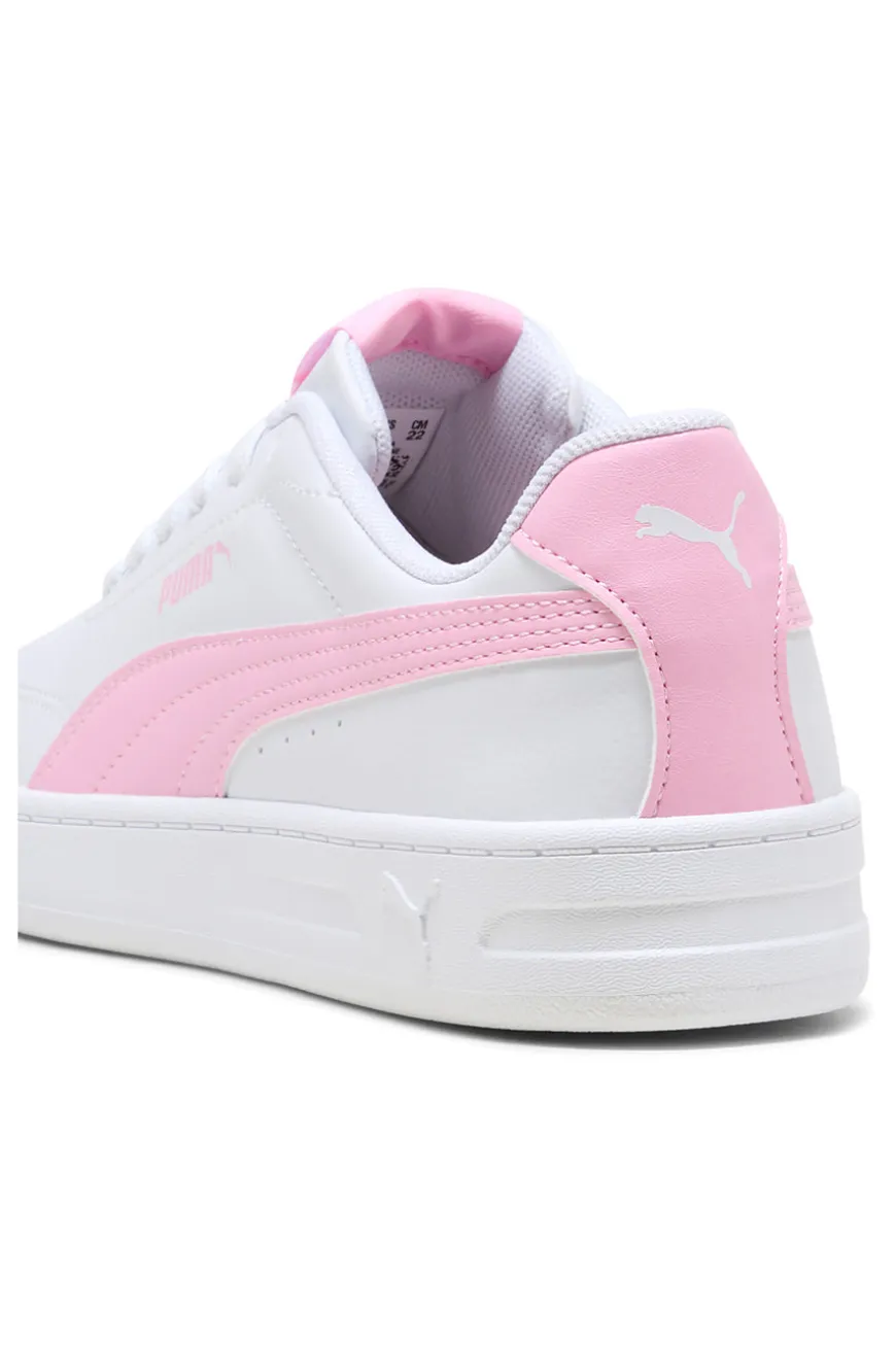 Sneakers bianche e rosa Puma Court Classic Clean Jr