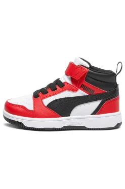 Sneakers bianche e rosse mid Puma Rebound V6 Mid AC+ PS