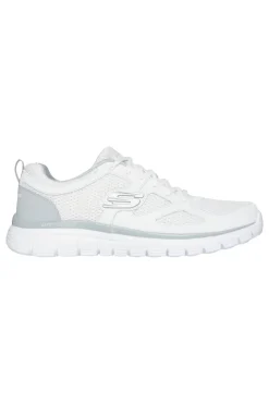 Sneakers bianche in pelle e mesh con soletta memory foam Skechers Burns Agoura da Uomo