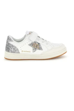 Sneakers bianco con strappi e inserti glitter Mkids MJ6005