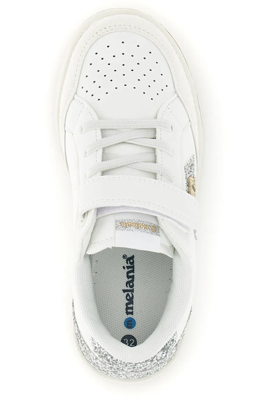 Sneakers bianco con strappi e inserti glitter Mkids MJ6005