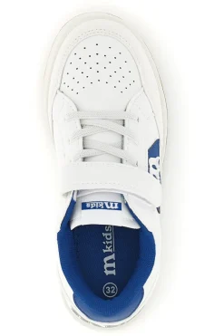 Sneakers bianco con strappi e inserti blu Mkids MJ6006