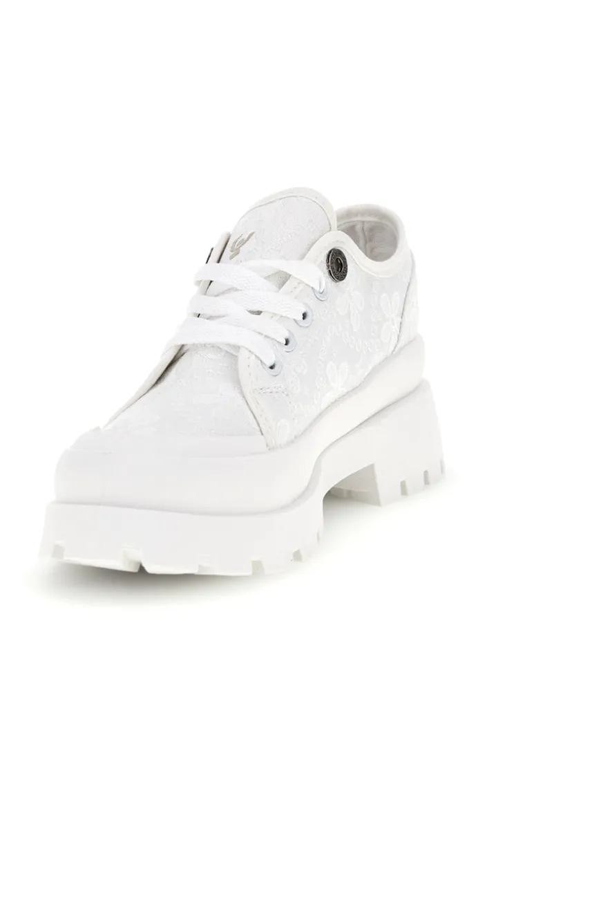 Sneakers bianco platform suoletta estraibile tomaia ricamata Freddy S2617FY7690