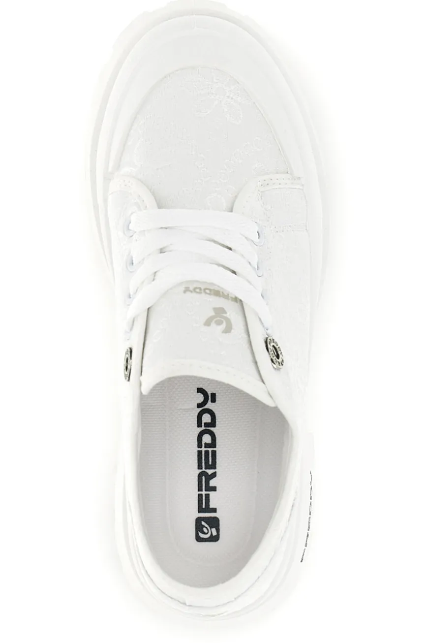 Sneakers bianco platform suoletta estraibile tomaia ricamata Freddy S2617FY7690