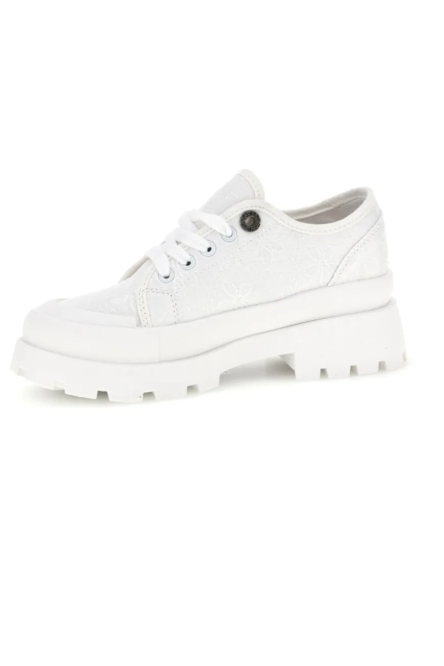 Sneakers bianco platform suoletta estraibile tomaia ricamata Freddy S2617FY7690