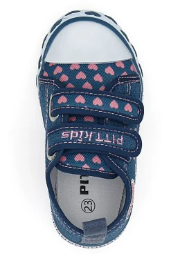 Sneakers blu denim con cuori e scritte a strappo PITT KIDS 224275