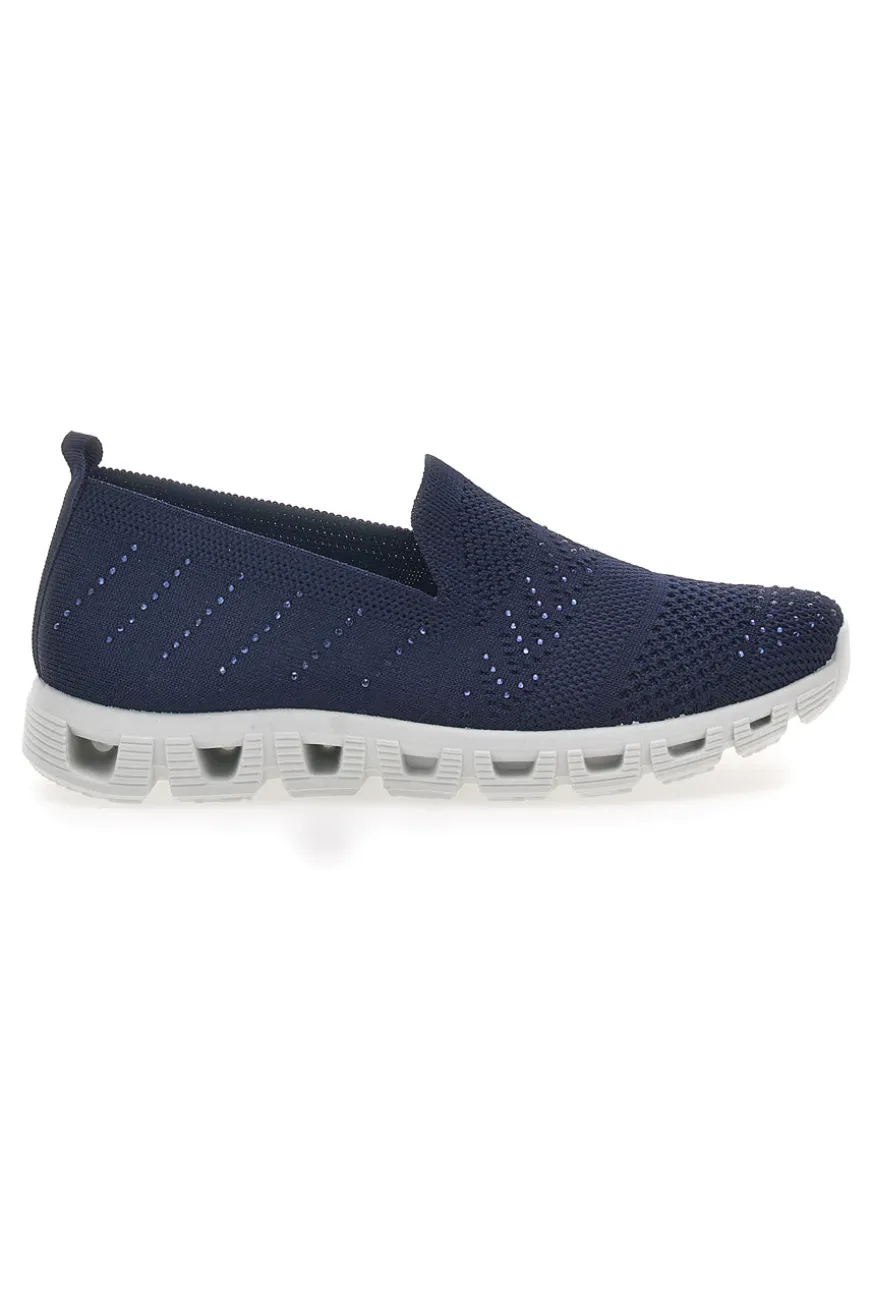 Sneakers Blu Slip-on Con Strass Prima Riga 471