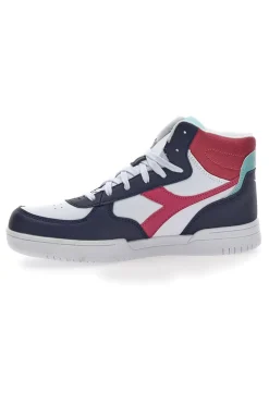 Sneakers Diadora Raptor Mid GS Bianche, Blu e Fuxia