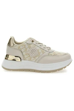 Sneakers Flatform Beige con Logo e Dettagli Dorati Laura Biagiotti 8917