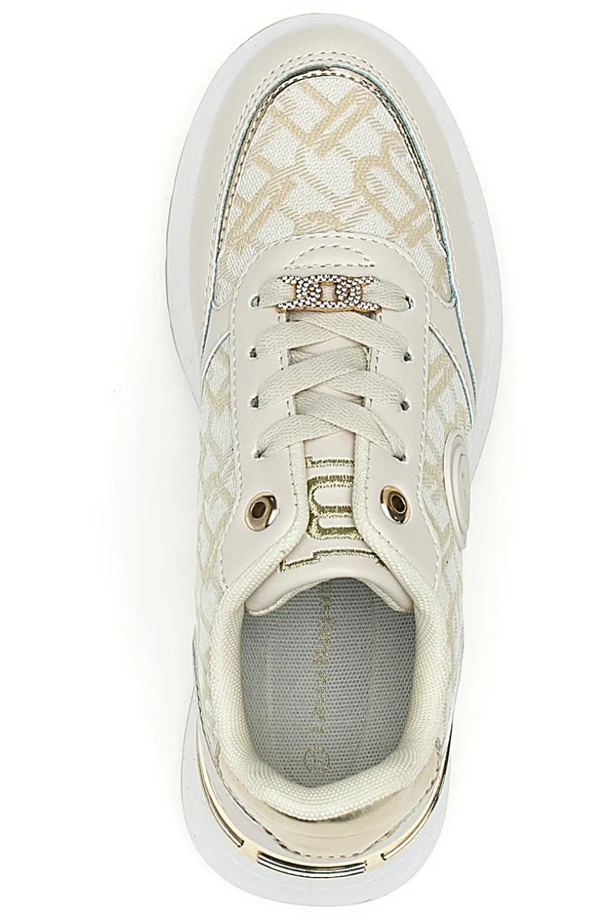 Sneakers Flatform Beige con Logo e Dettagli Dorati Laura Biagiotti 8917